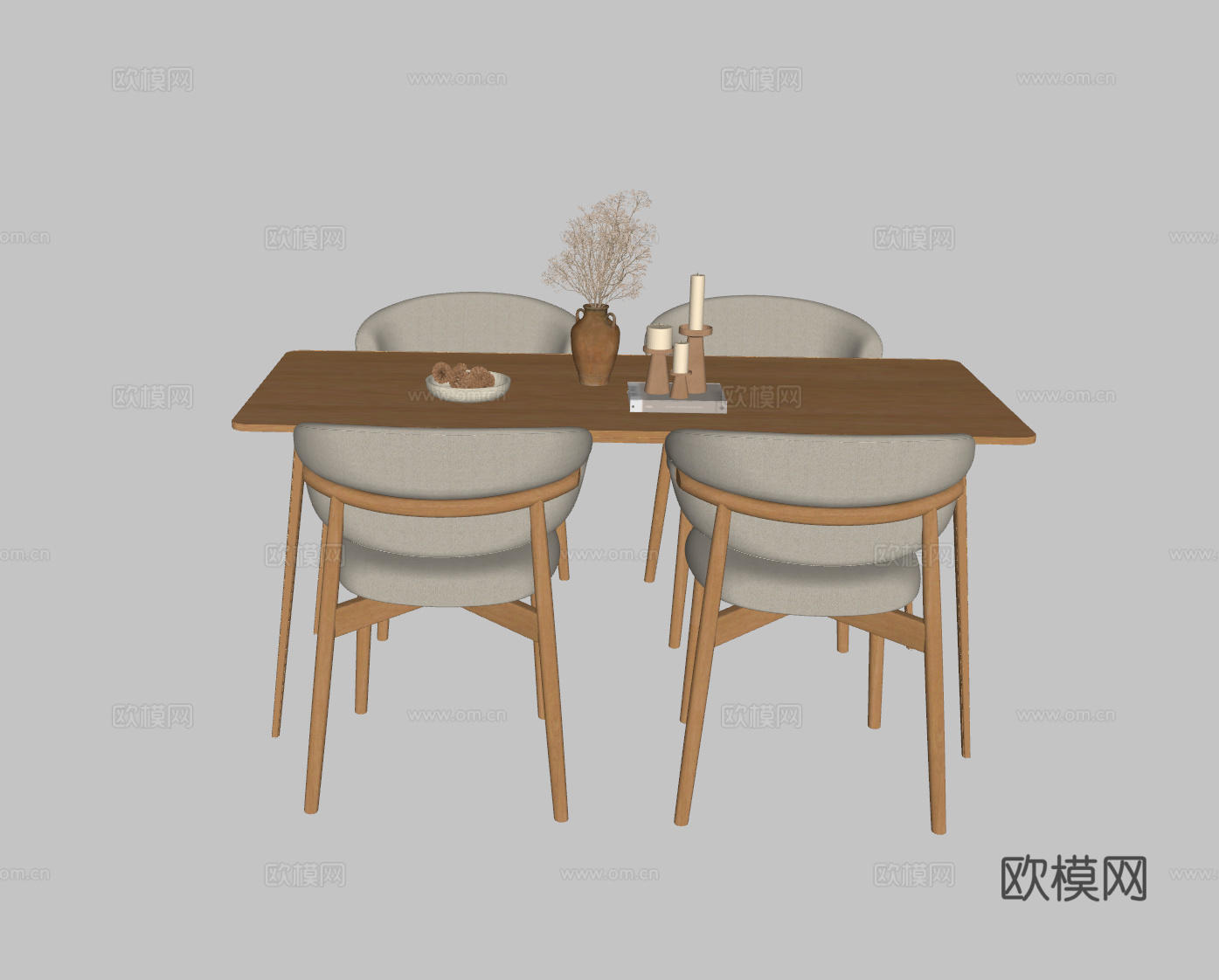 简欧休闲桌椅su模型