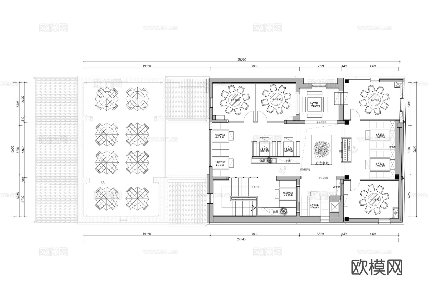 八合里牛肉火锅户外火锅东灶鱼头火锅佛山岭南店平面布置图cad施工图