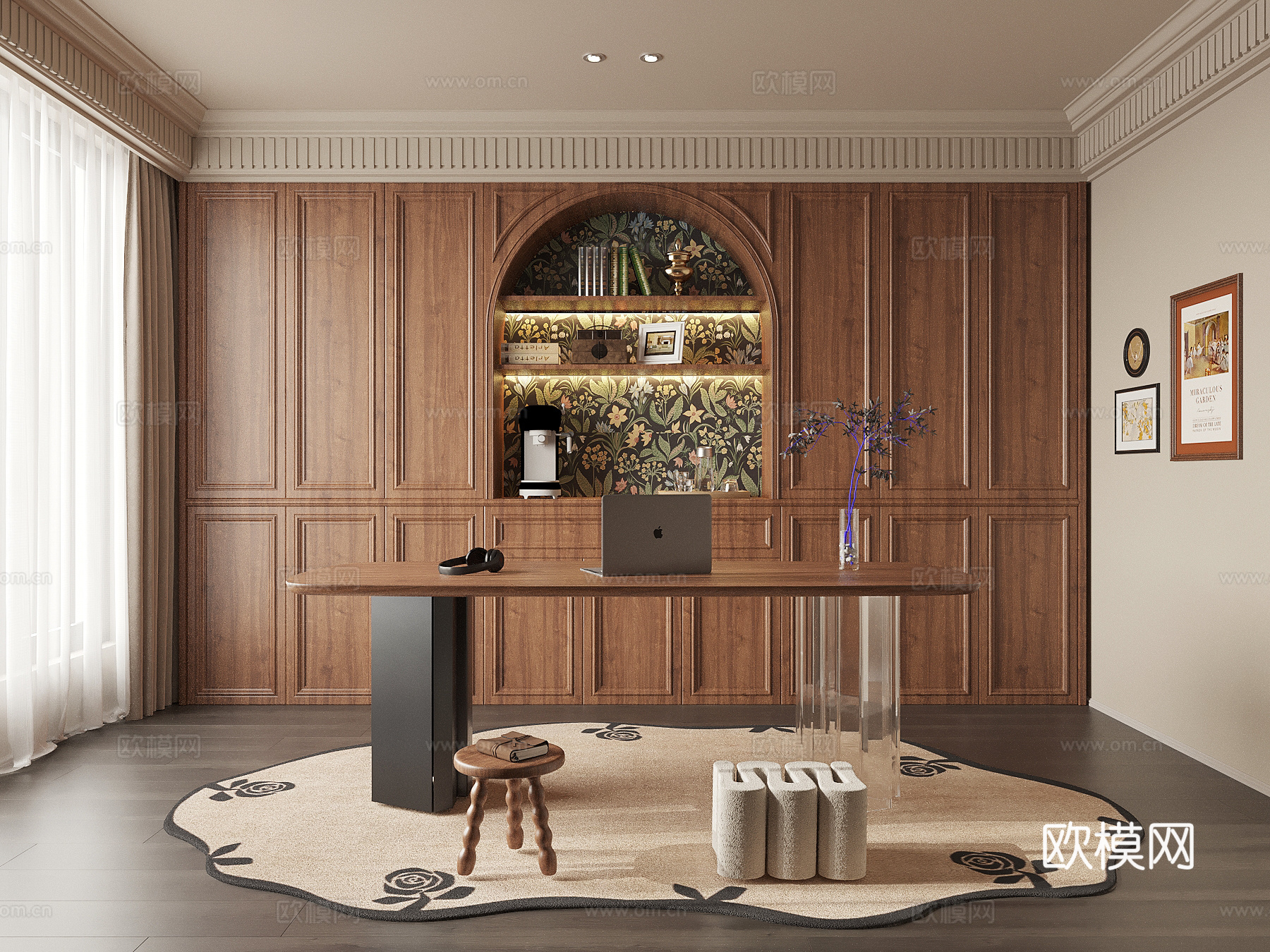 法式中古风书房su模型