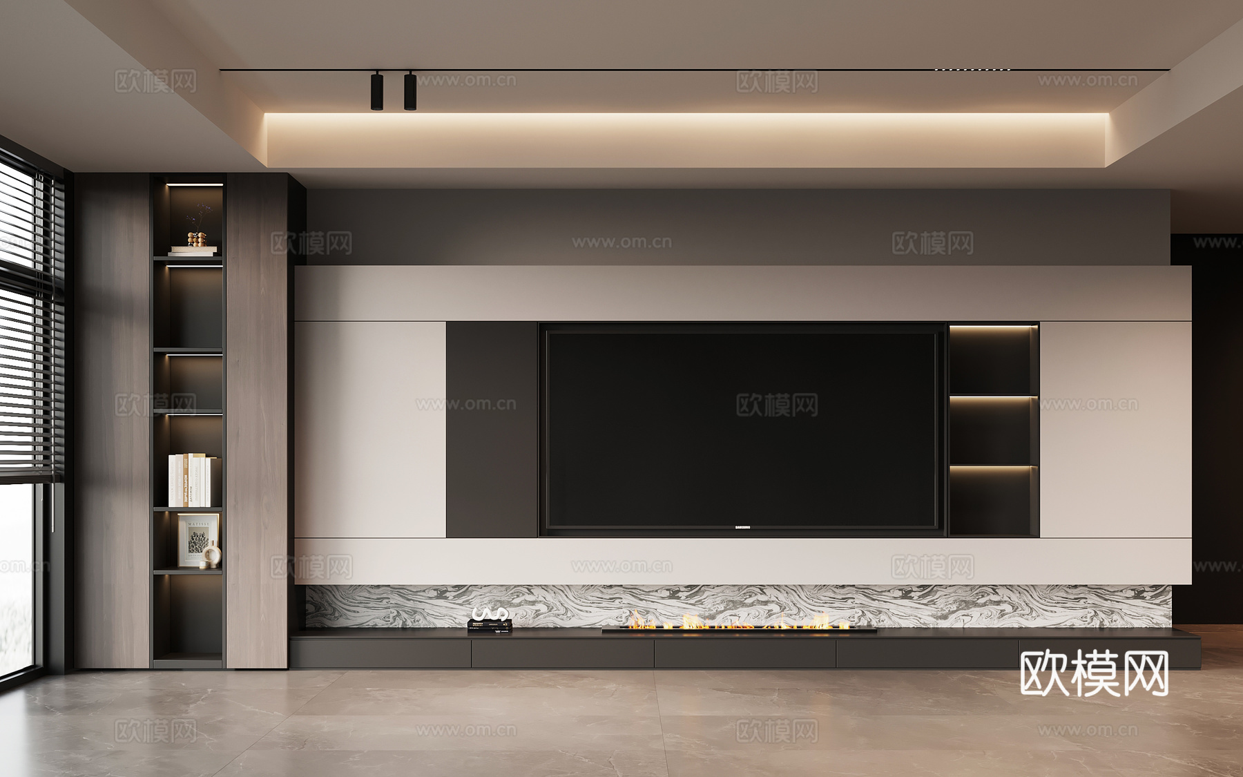现代意式电视背景墙su模型