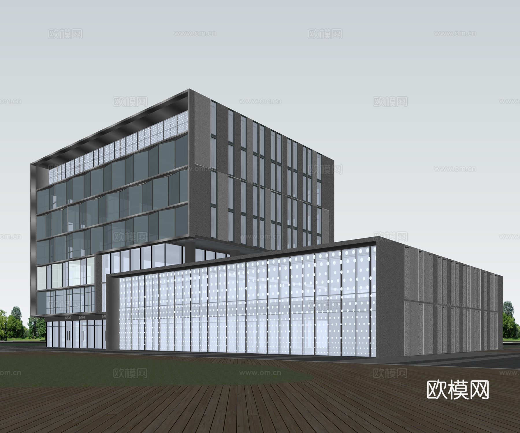 多层办公楼 现代产业园 多层办公 厂房 产业园 办公楼su模型