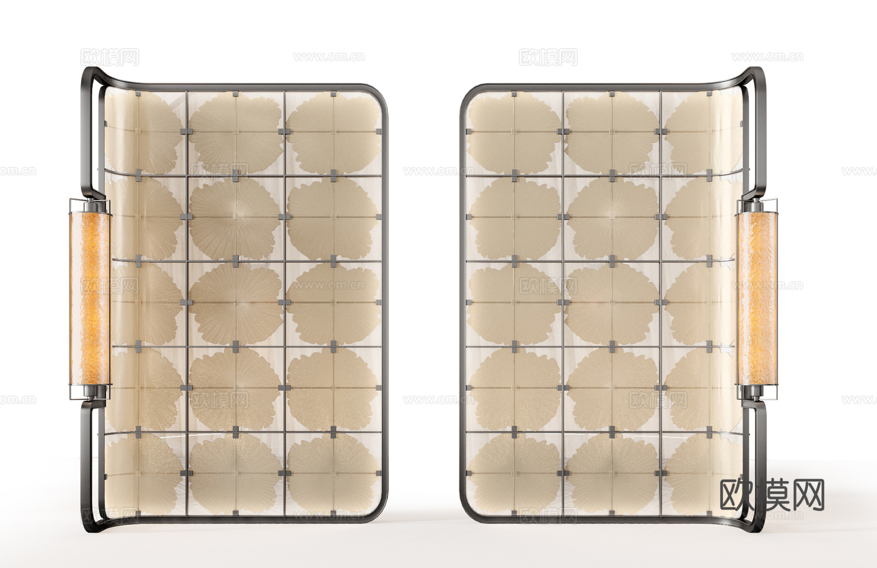 屏风  酒店屏风 格栅屏风 现代玻璃屏风 夹丝玻璃屏风 隔断su模型