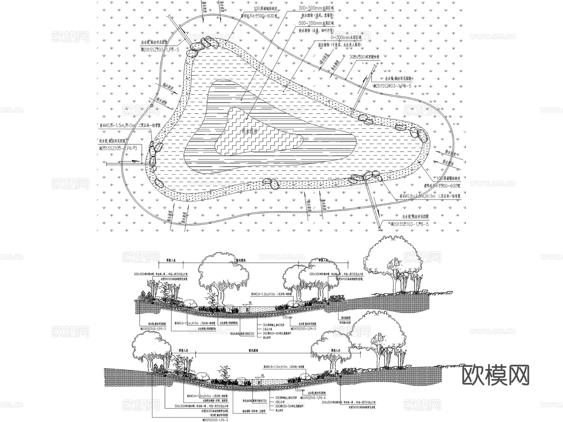雨水湿地节点CAD施工图cad施工图