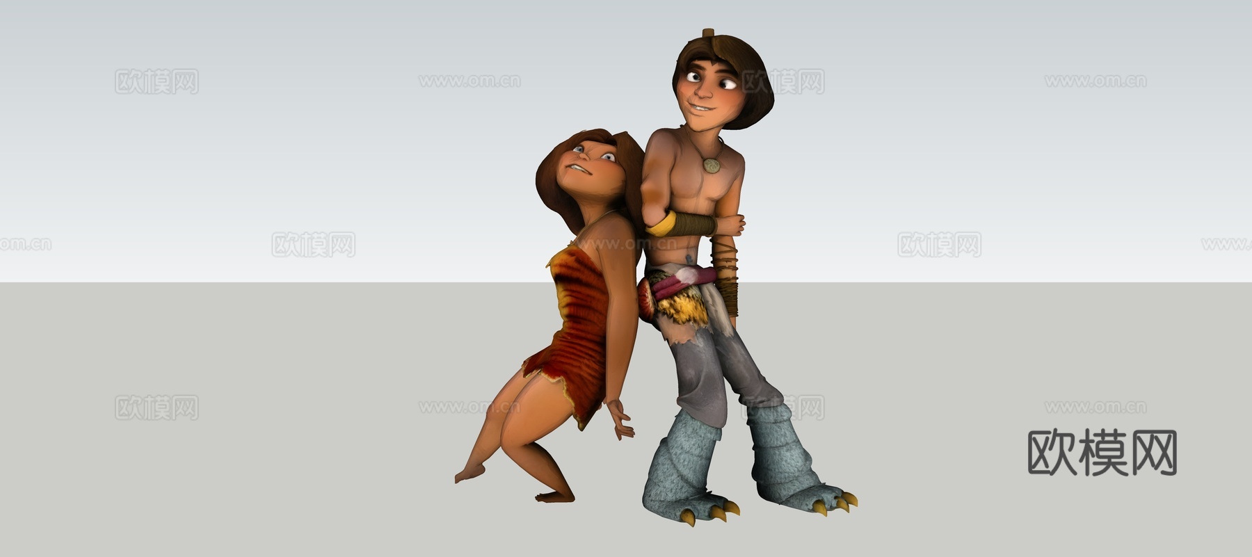 美式卡通 疯狂原始人 三维人物模型su模型