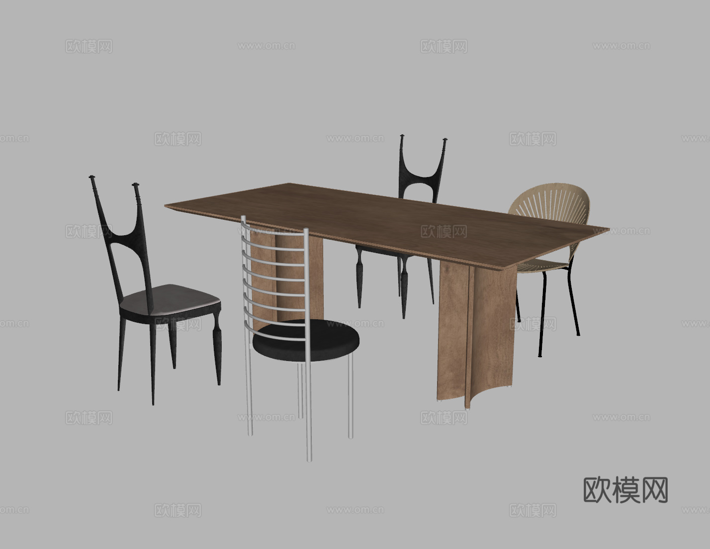 中古书桌餐桌su模型