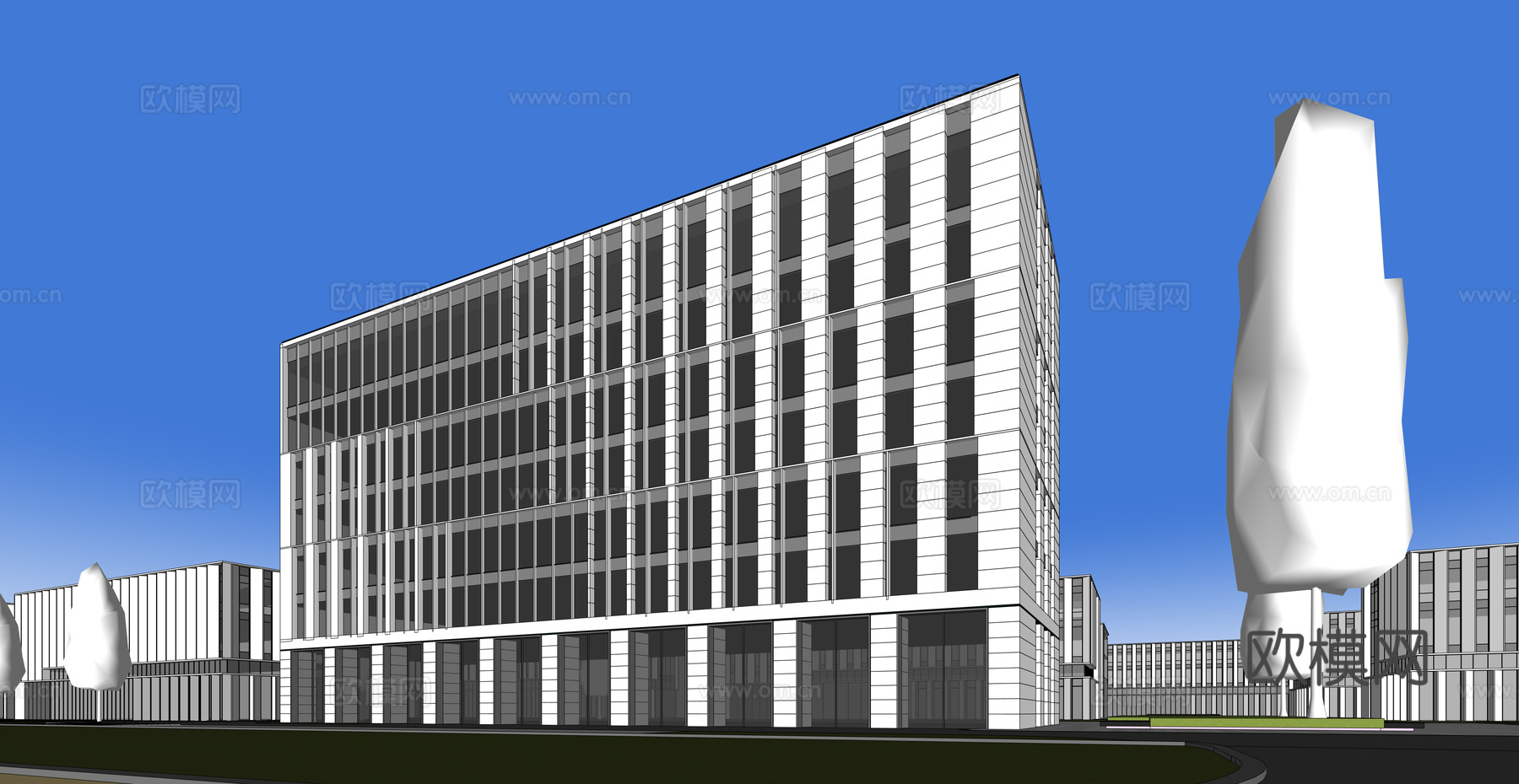 多层厂房 现代产业园 多层办公 厂房 产业园 办公楼su模型