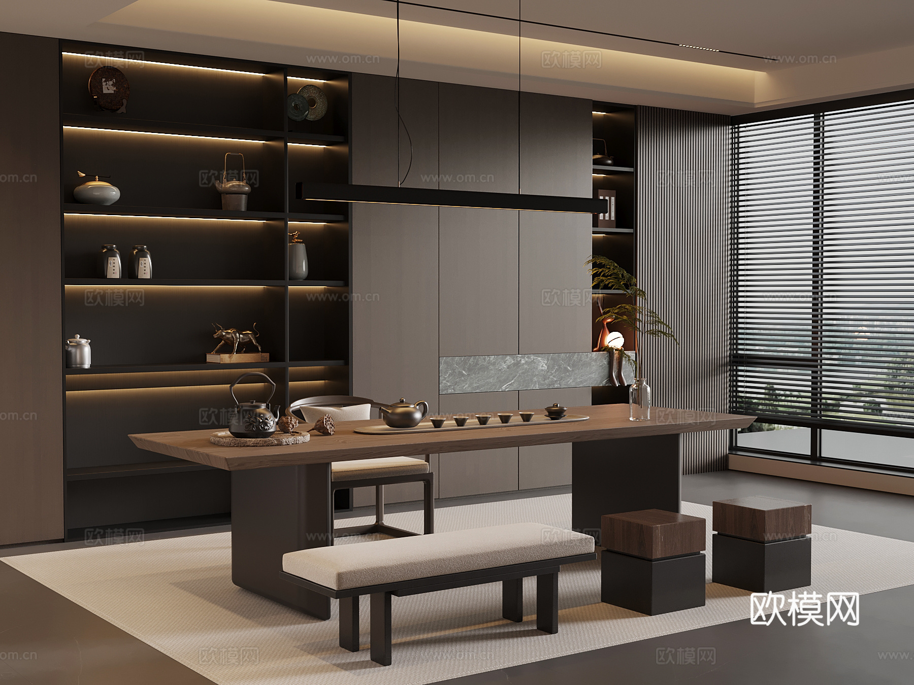 现代意式茶室su模型