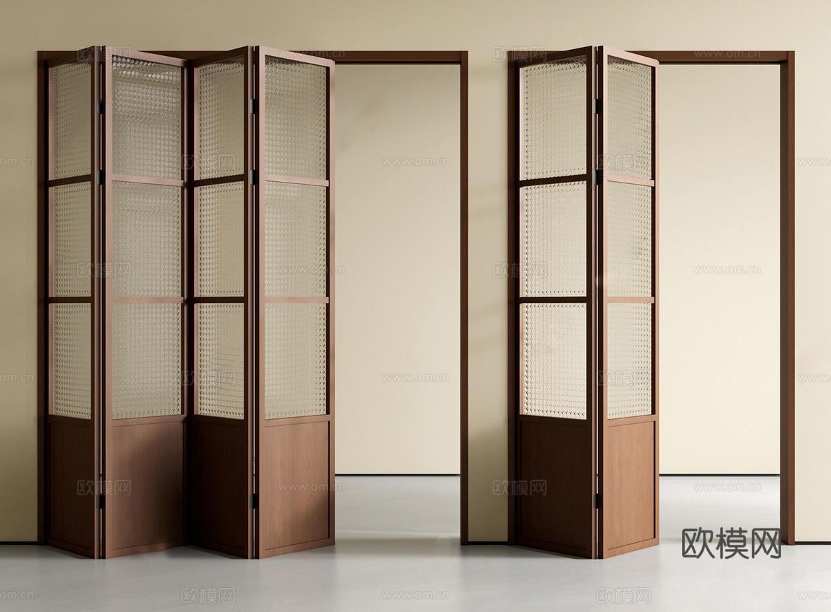 现代中古折叠门 玻璃折叠门 实木折叠门 阳台折叠门 推拉门su模型