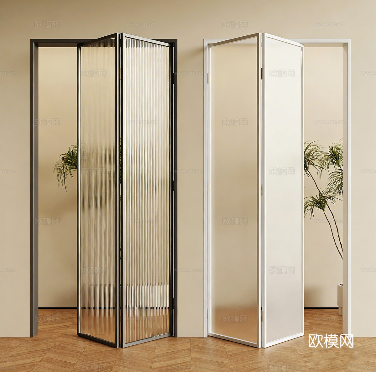 现代折叠门 玻璃折叠门su模型