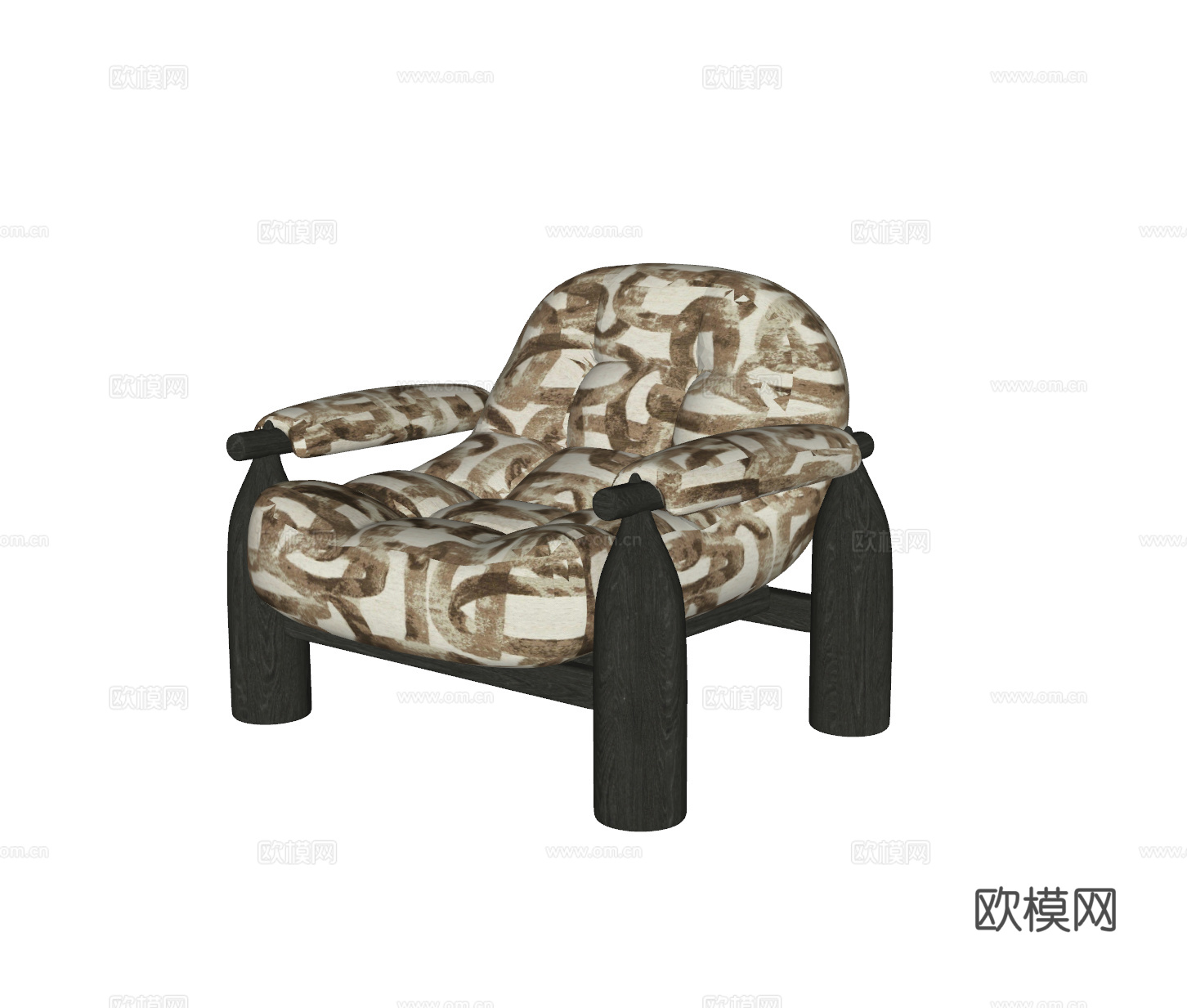 中古风单人沙发su模型