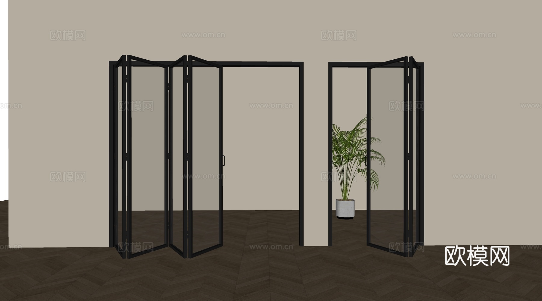 现代折叠门 玻璃折叠门 折叠门 折叠玻璃门su模型