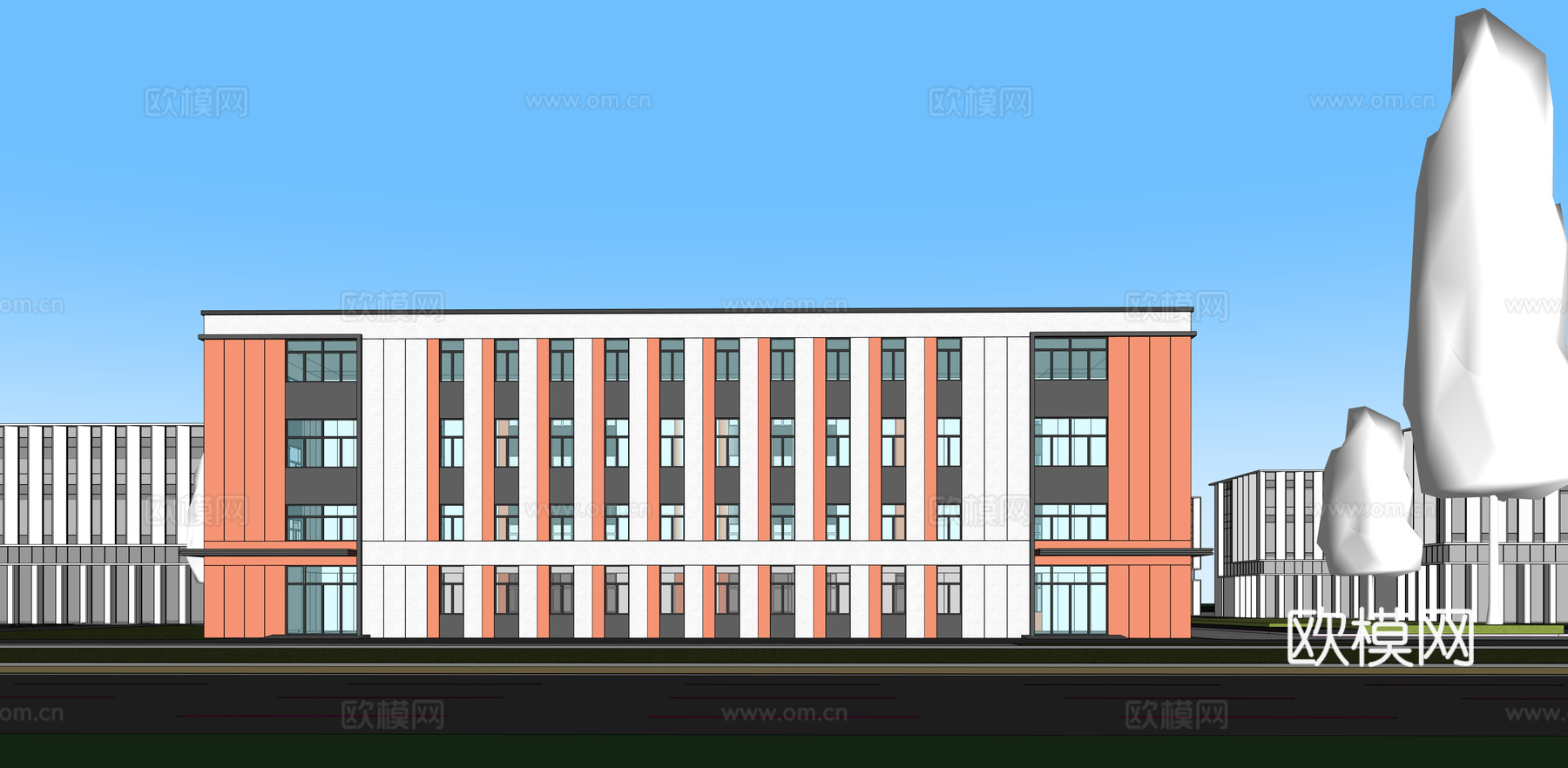多层厂房 现代产业园 多层办公 厂房 产业园 办公楼su模型