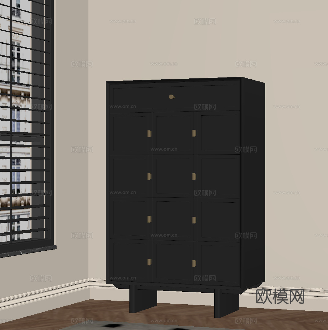 法式复古玄关柜 高柜 边柜su模型