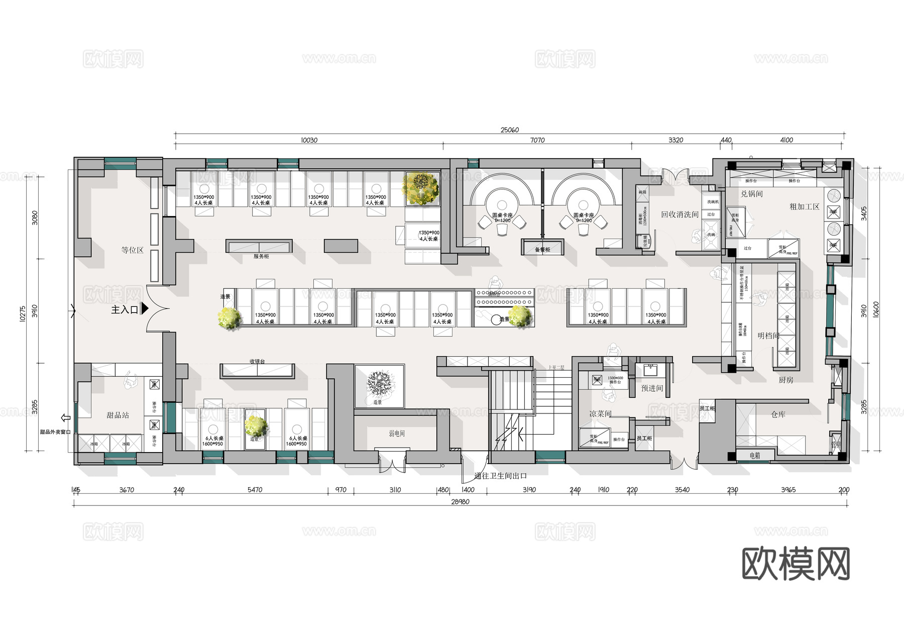 八合里牛肉火锅户外火锅东灶鱼头火锅佛山岭南店平面布置图cad施工图