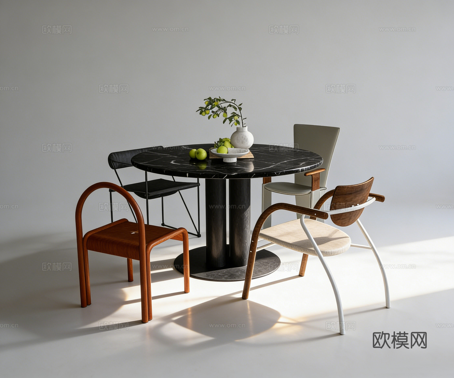 现代书桌餐桌su模型