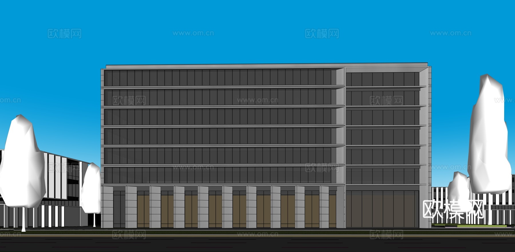 多层厂房 现代产业园 多层办公 厂房 产业园 办公楼su模型