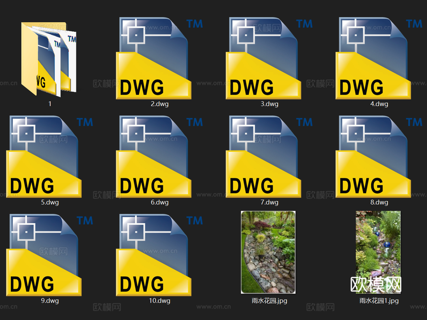 旱溪驳岸生态浅沟植草沟雨水花园海绵城市设施节点CAD施工图集cad施工图