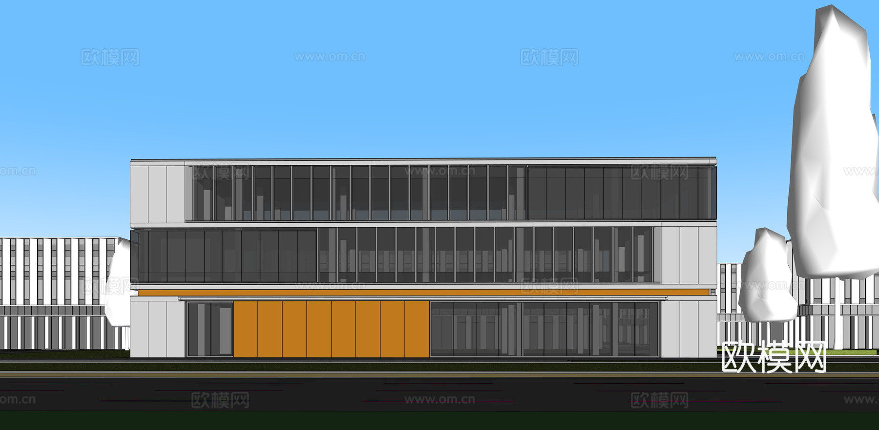多层厂房 现代产业园 多层办公 厂房 产业园 办公楼su模型