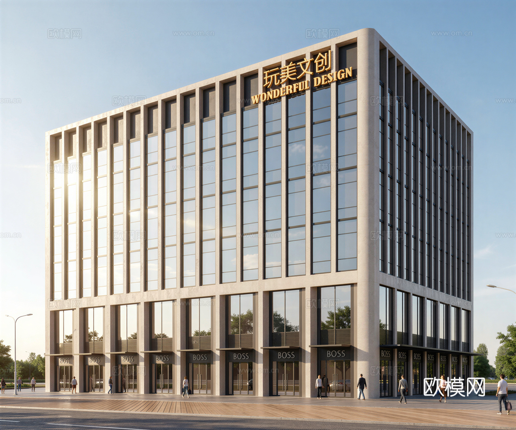 多层办公楼 现代产业园 多层办公 厂房 产业园 办公楼su模型