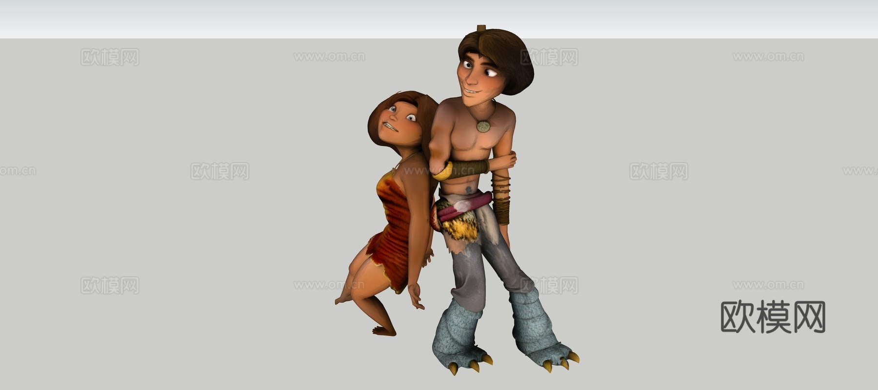 美式卡通 疯狂原始人 三维人物模型su模型