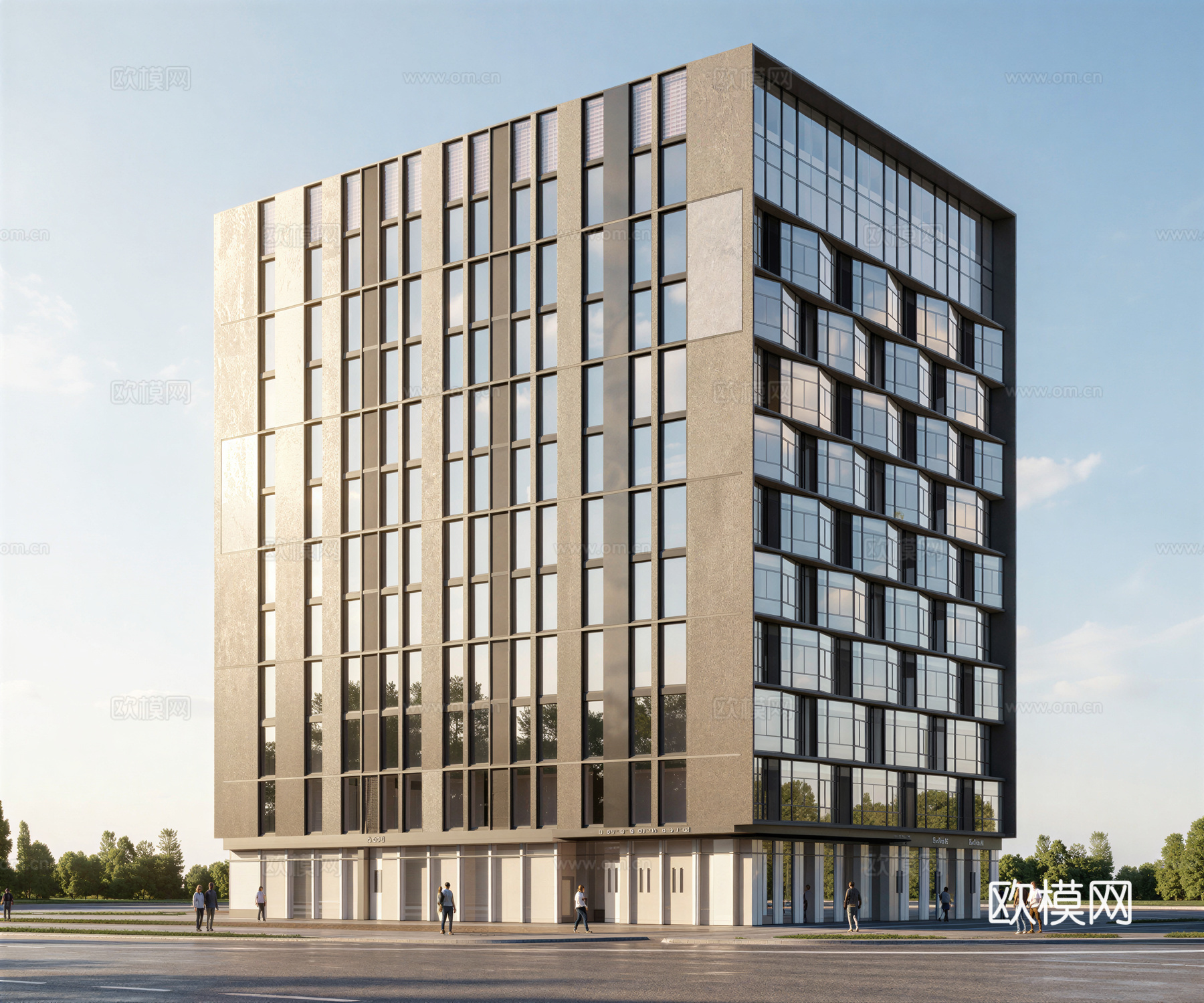 多层办公楼 现代产业园 多层办公 厂房 产业园 办公楼su模型