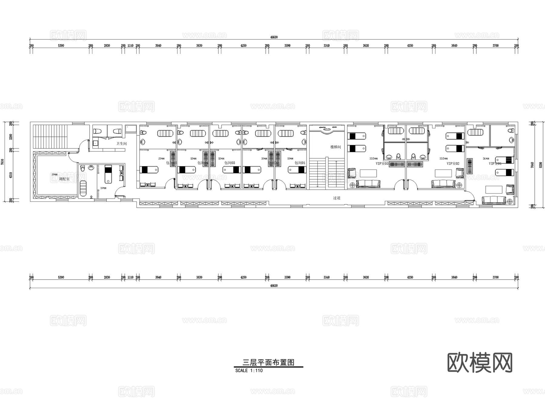 按摩推拿室美容理疗平面系统图室内工装CAD施工图cad施工图