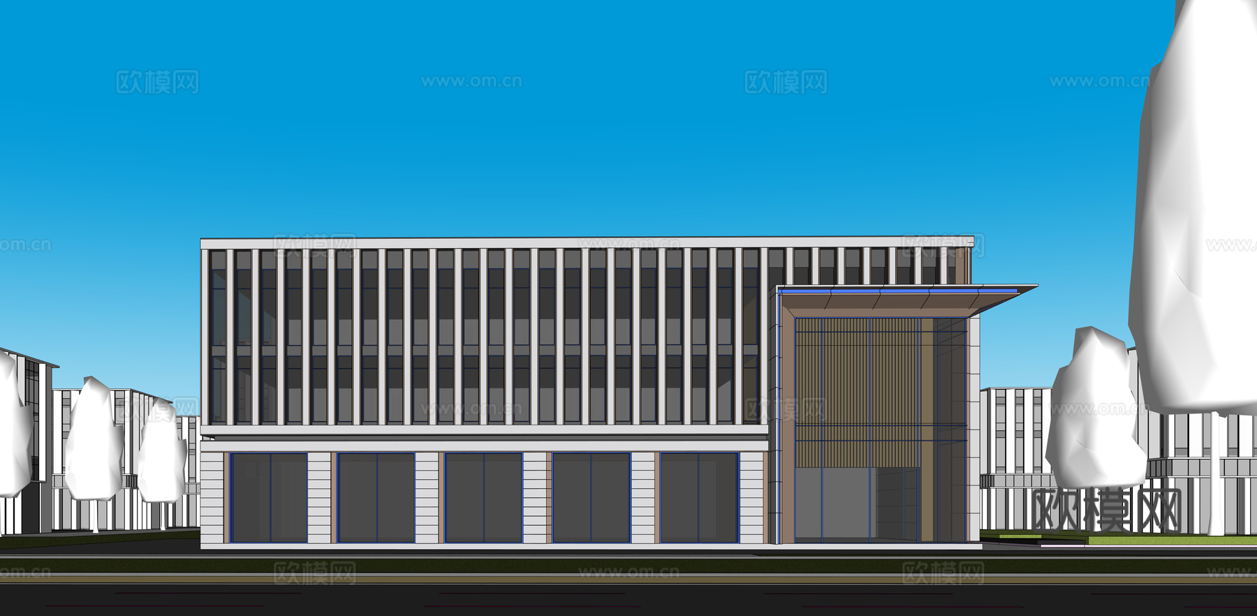 多层厂房 现代产业园 多层办公 厂房 产业园 办公楼su模型