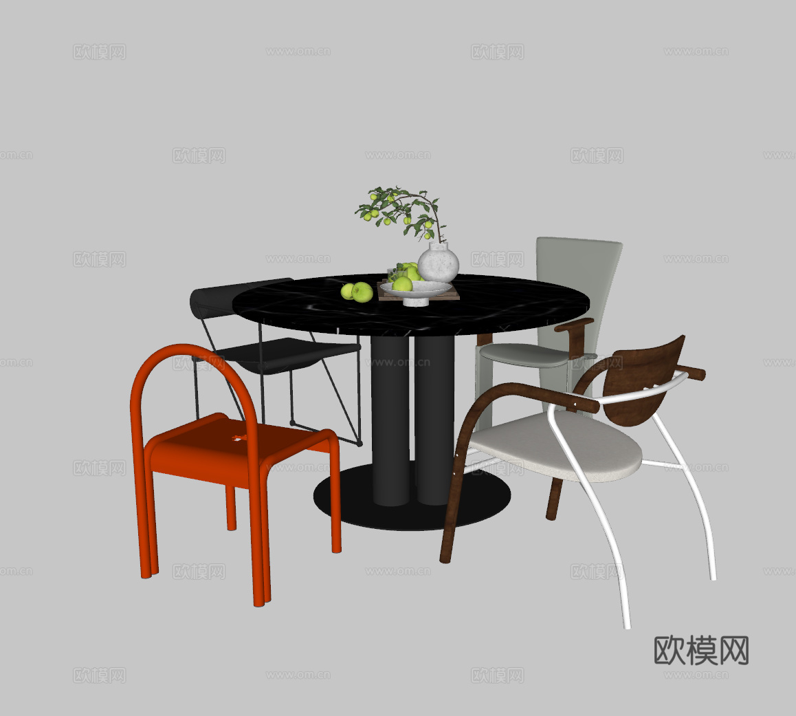 现代书桌餐桌su模型