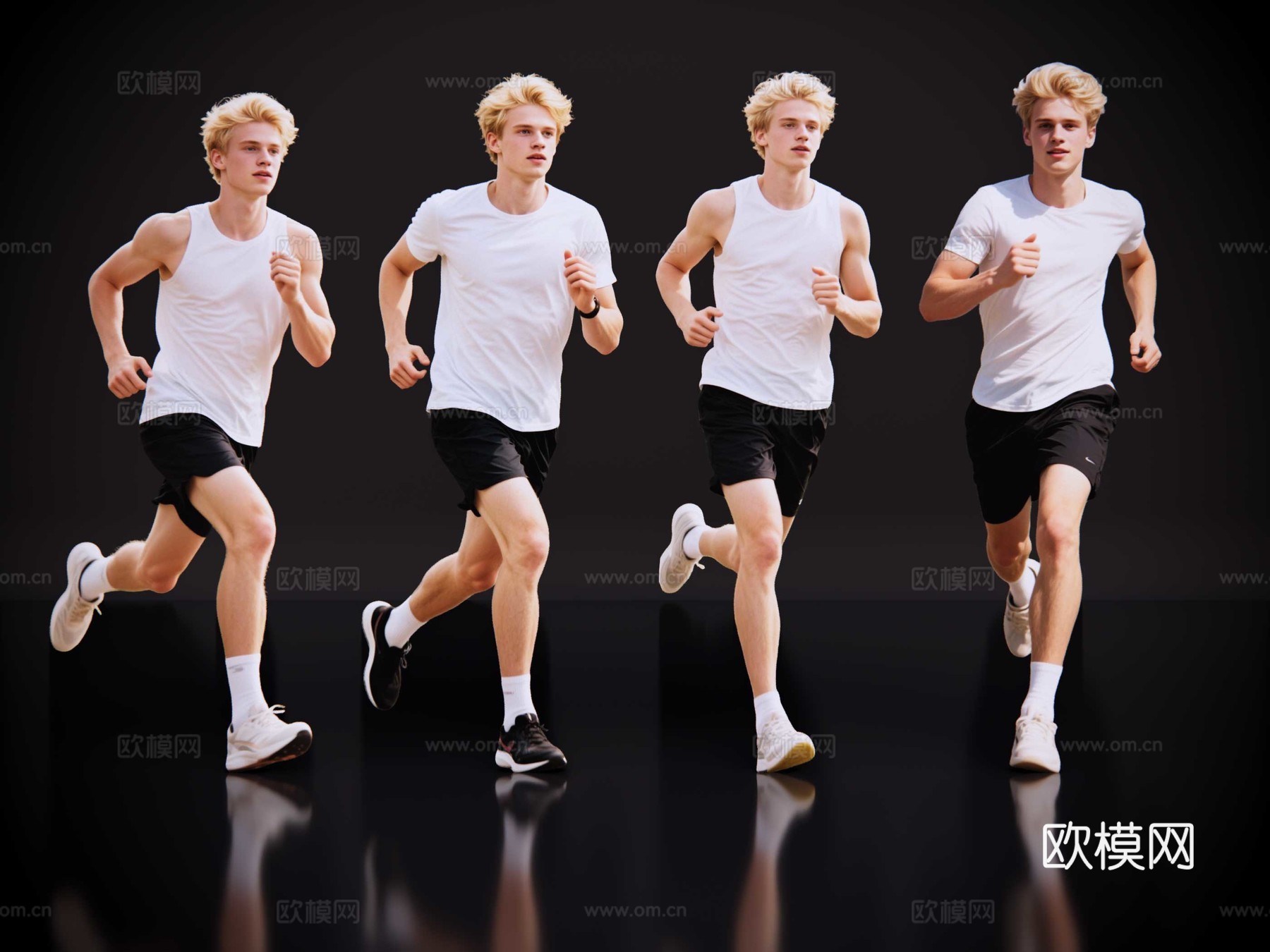2D现代人物 时尚运动装 运动装模特 跑步运动 运动装帅哥su模型