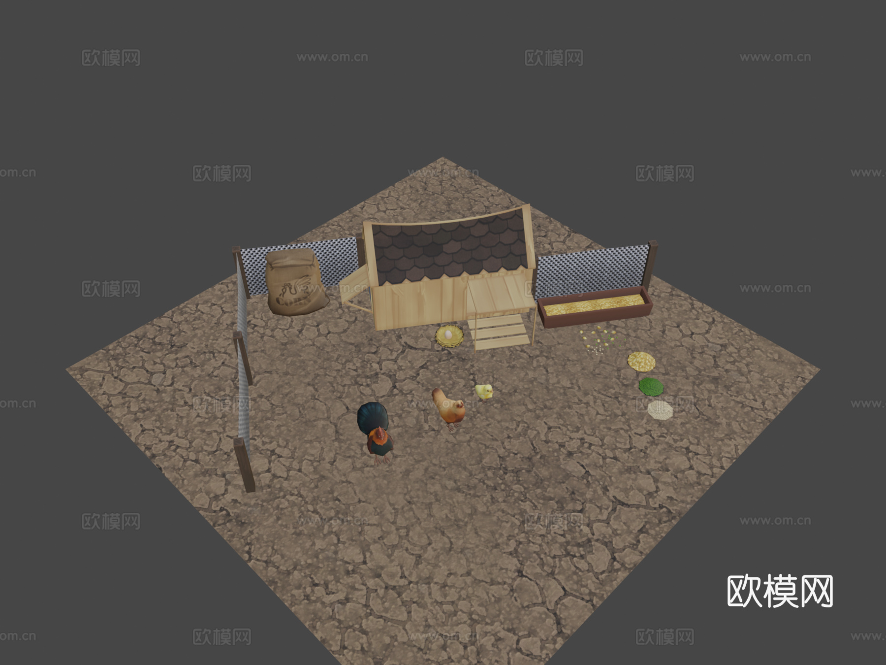 公鸡母鸡与小鸡 基础动画su模型