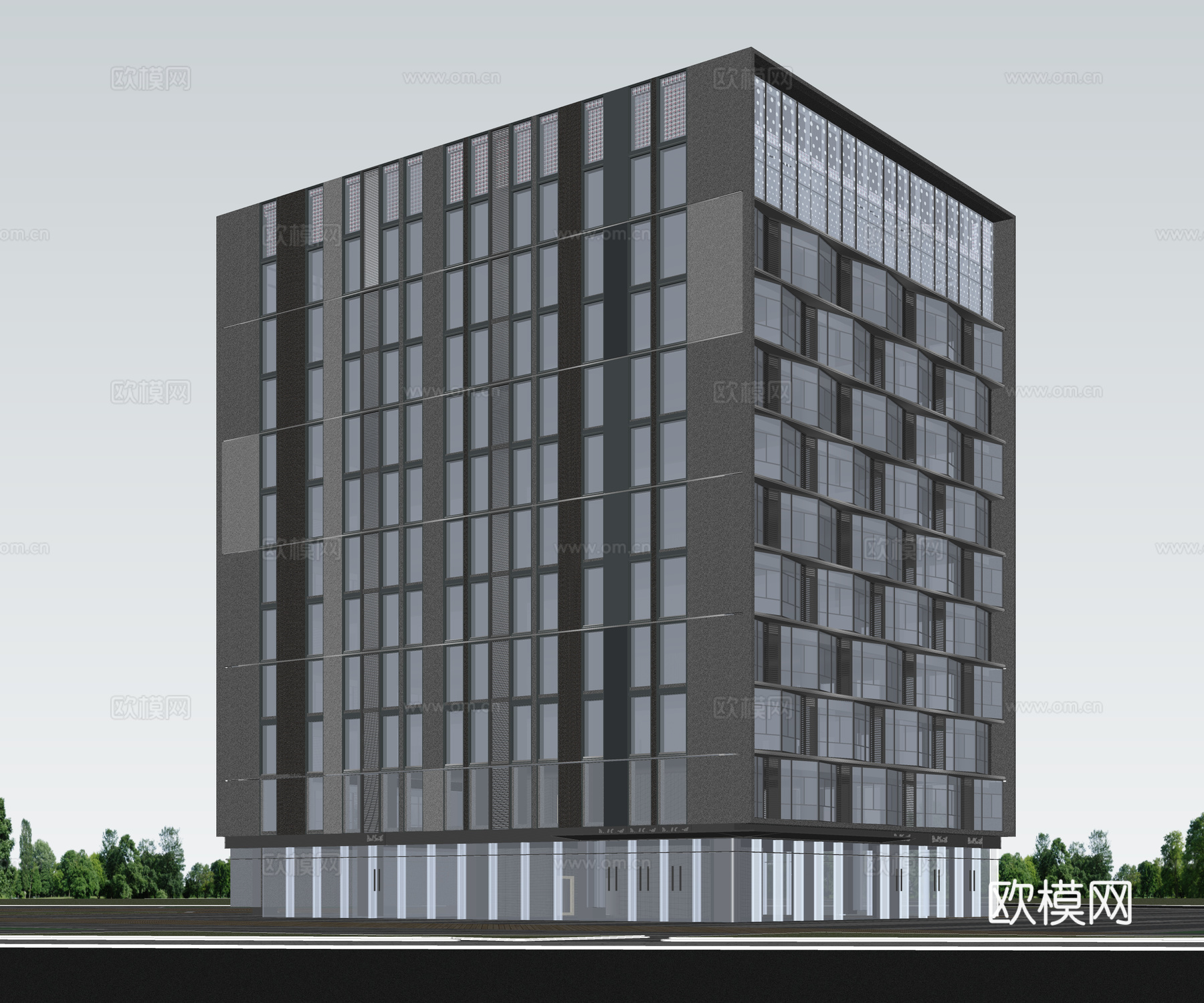 多层办公楼 现代产业园 多层办公 厂房 产业园 办公楼su模型