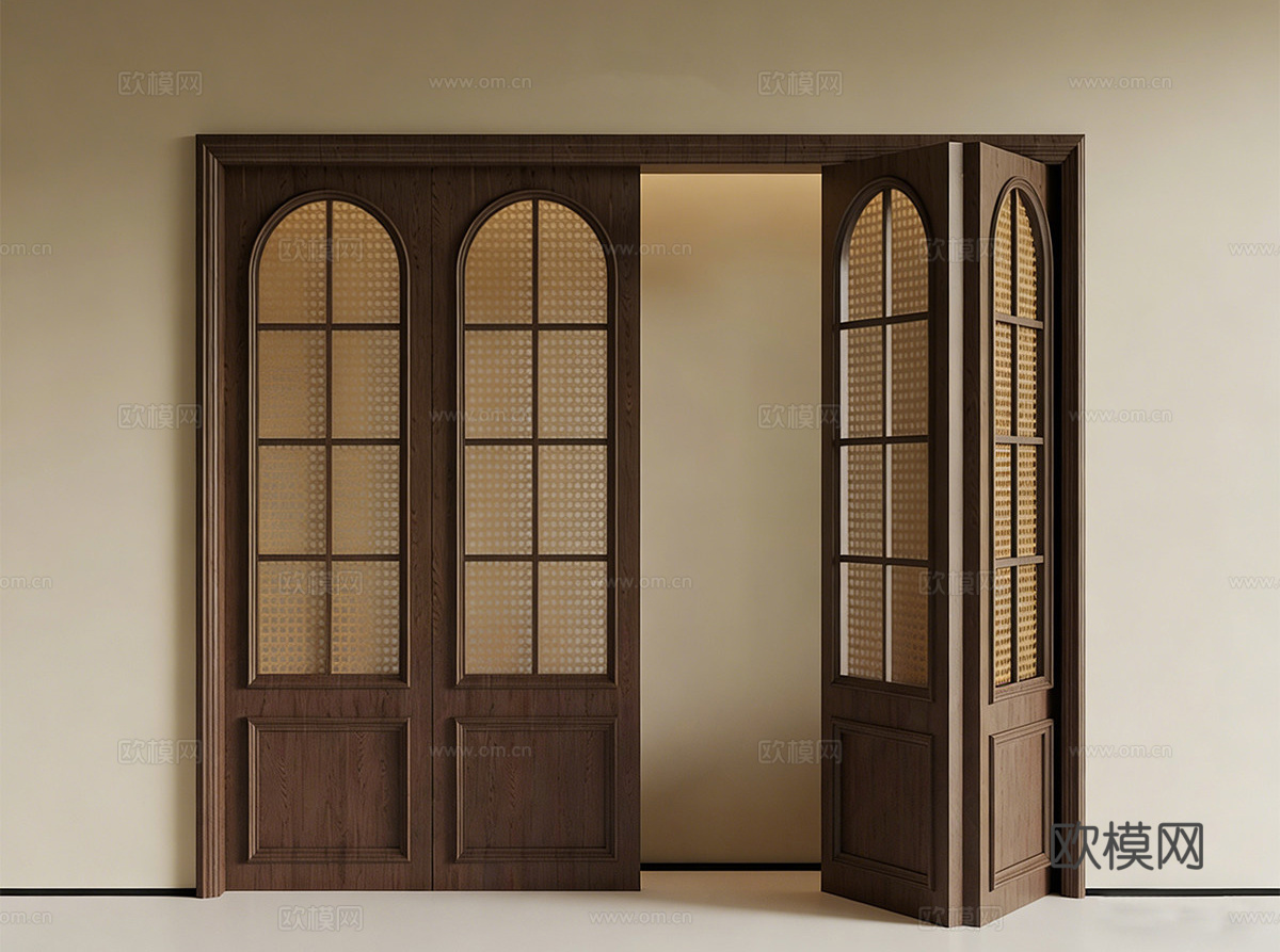 中古折叠门 木门 玻璃折叠门su模型