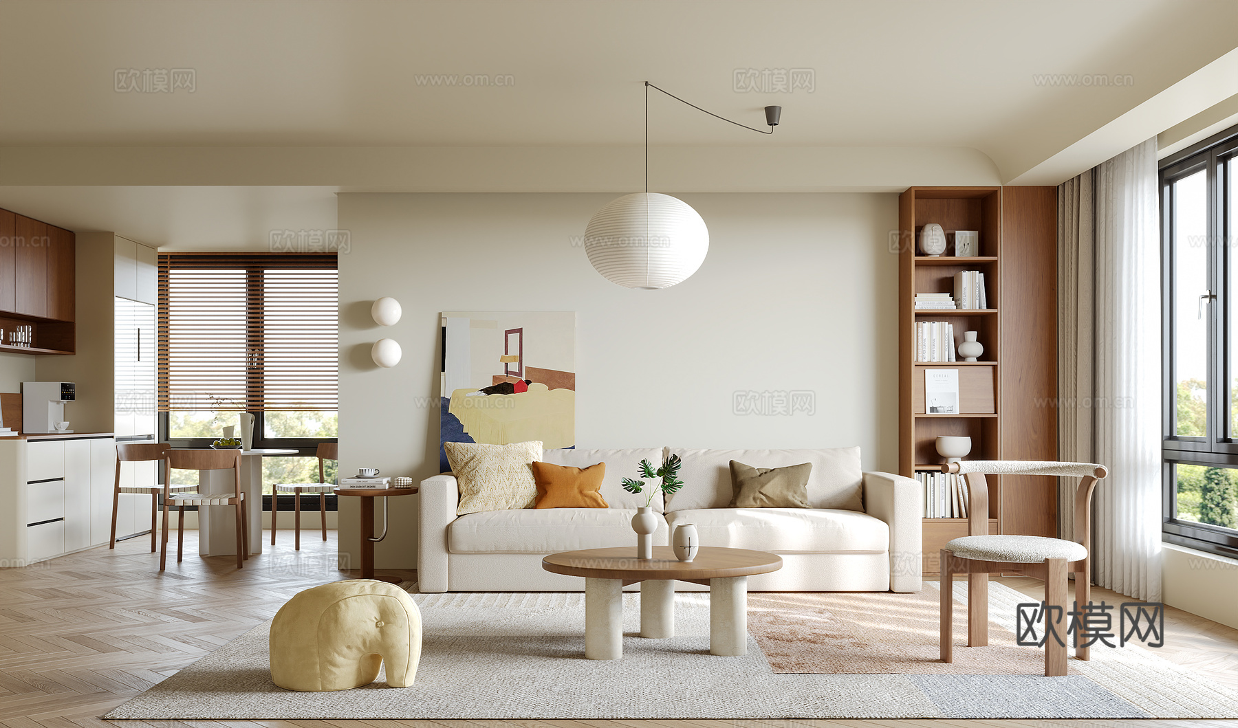 侘寂风客餐厅su模型