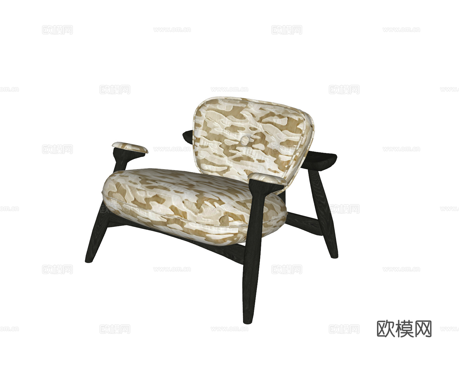 中古风单人沙发su模型