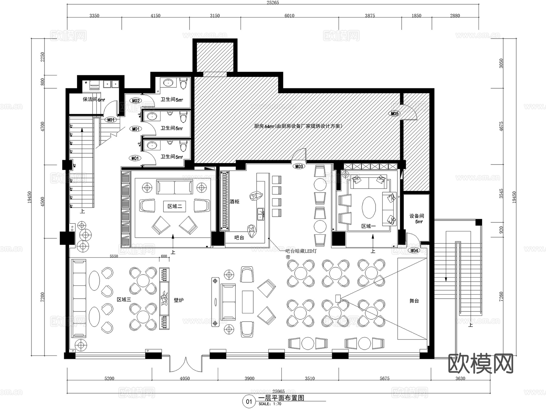 酒吧酒馆酒廊清吧会所餐厅室内工装CAD平面图集 12套cad施工图