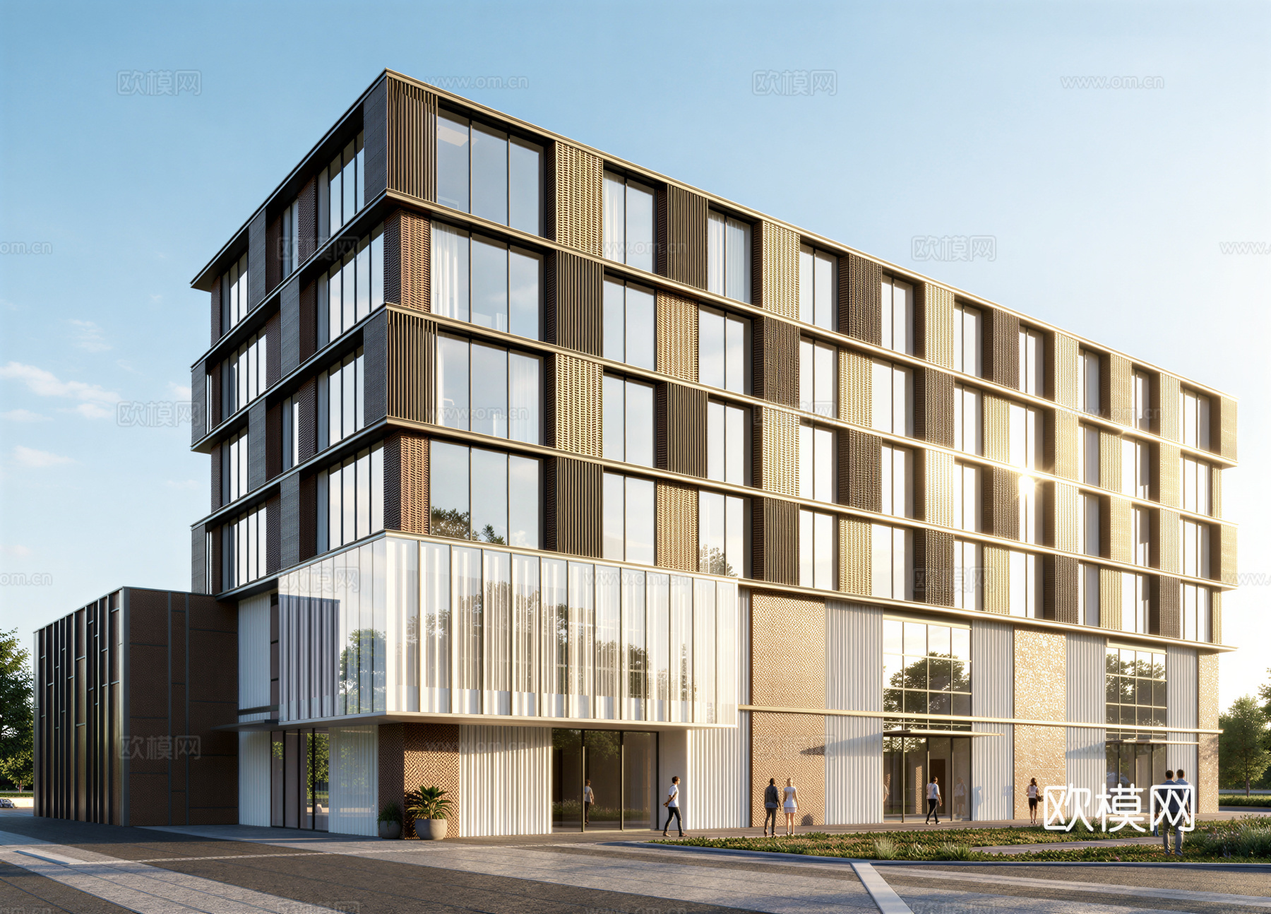 多层办公楼 现代产业园 多层办公 厂房 产业园 办公楼su模型