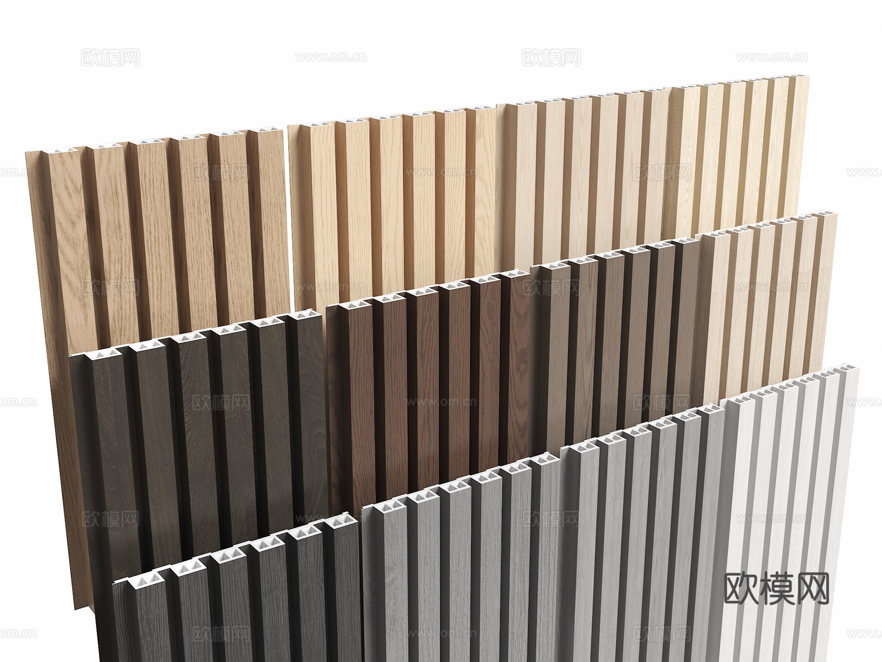 长城板 格栅板 木饰面 长城背景板 护墙板 格栅木饰面su模型
