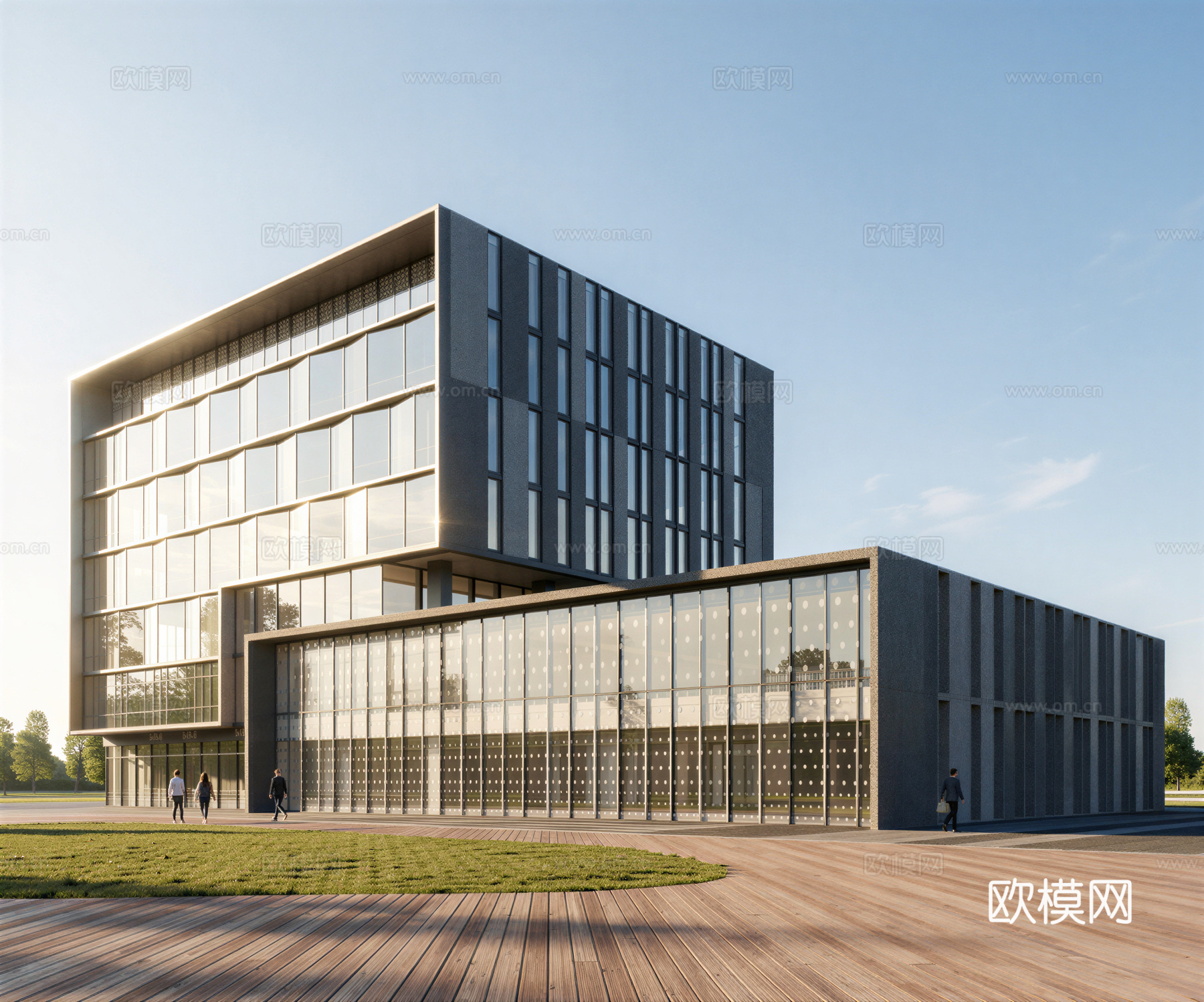 多层办公楼 现代产业园 多层办公 厂房 产业园 办公楼su模型