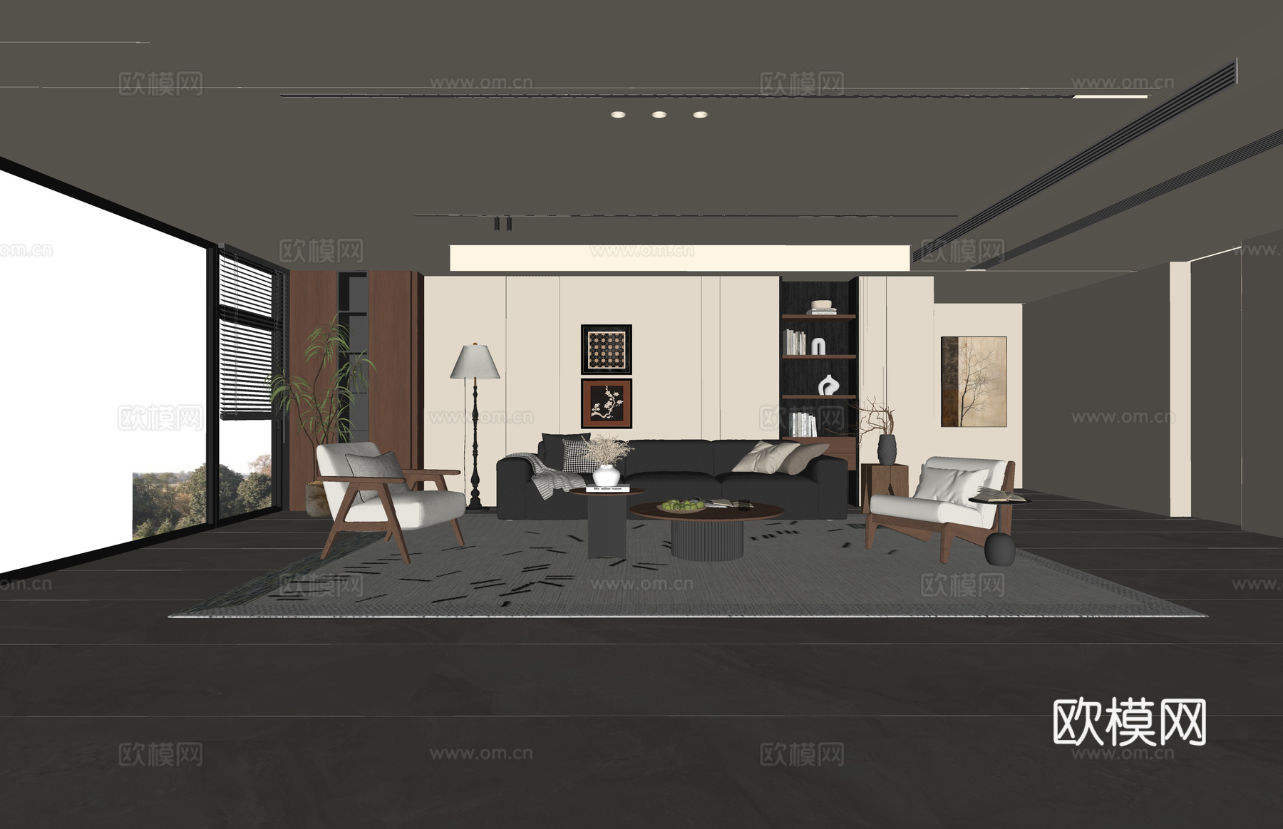 客厅 门窗 卧室 衣帽间su模型