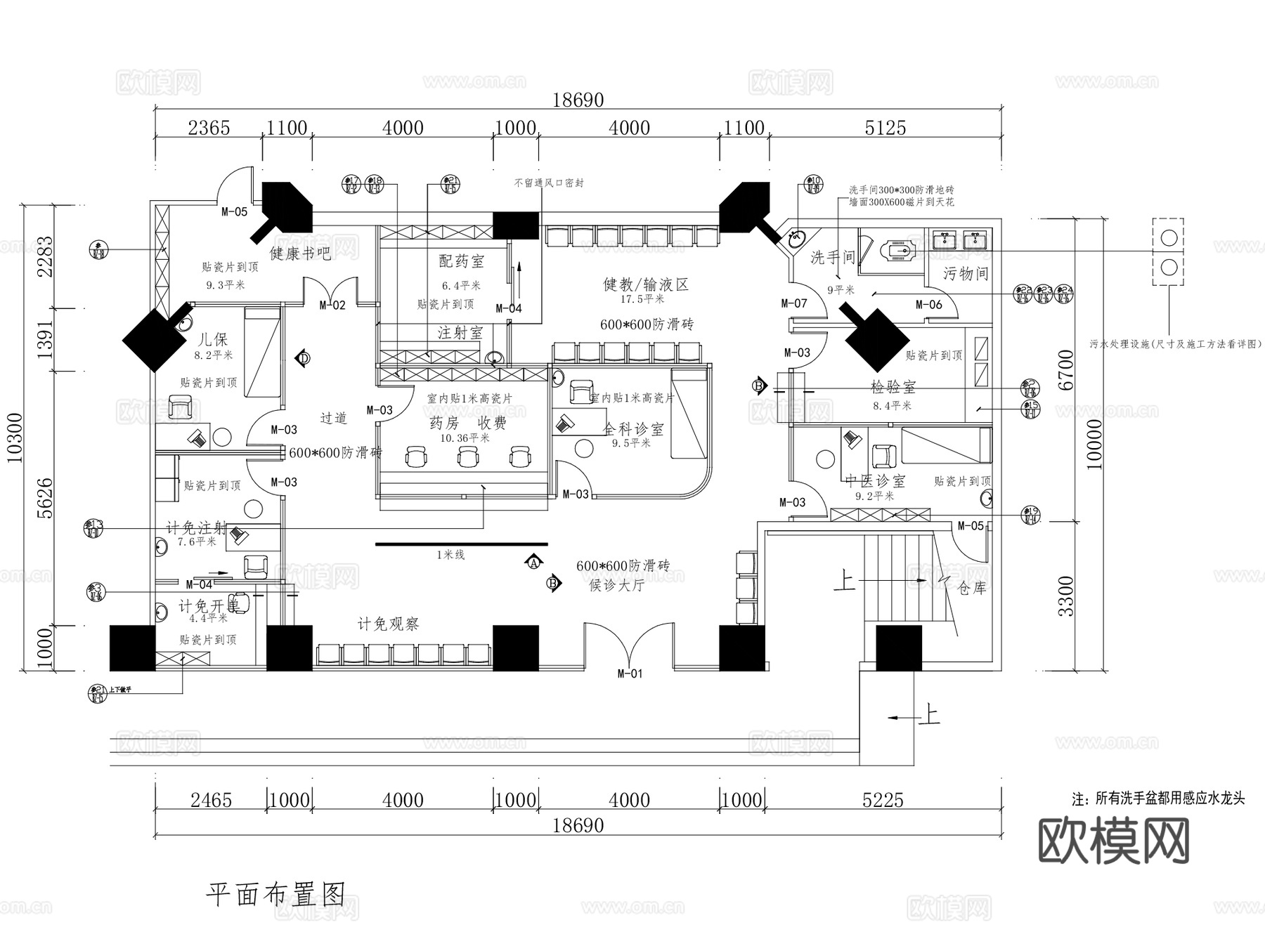 医院社区健康服务中心卫生院诊所康复中心CAD施工图集 13套cad施工图