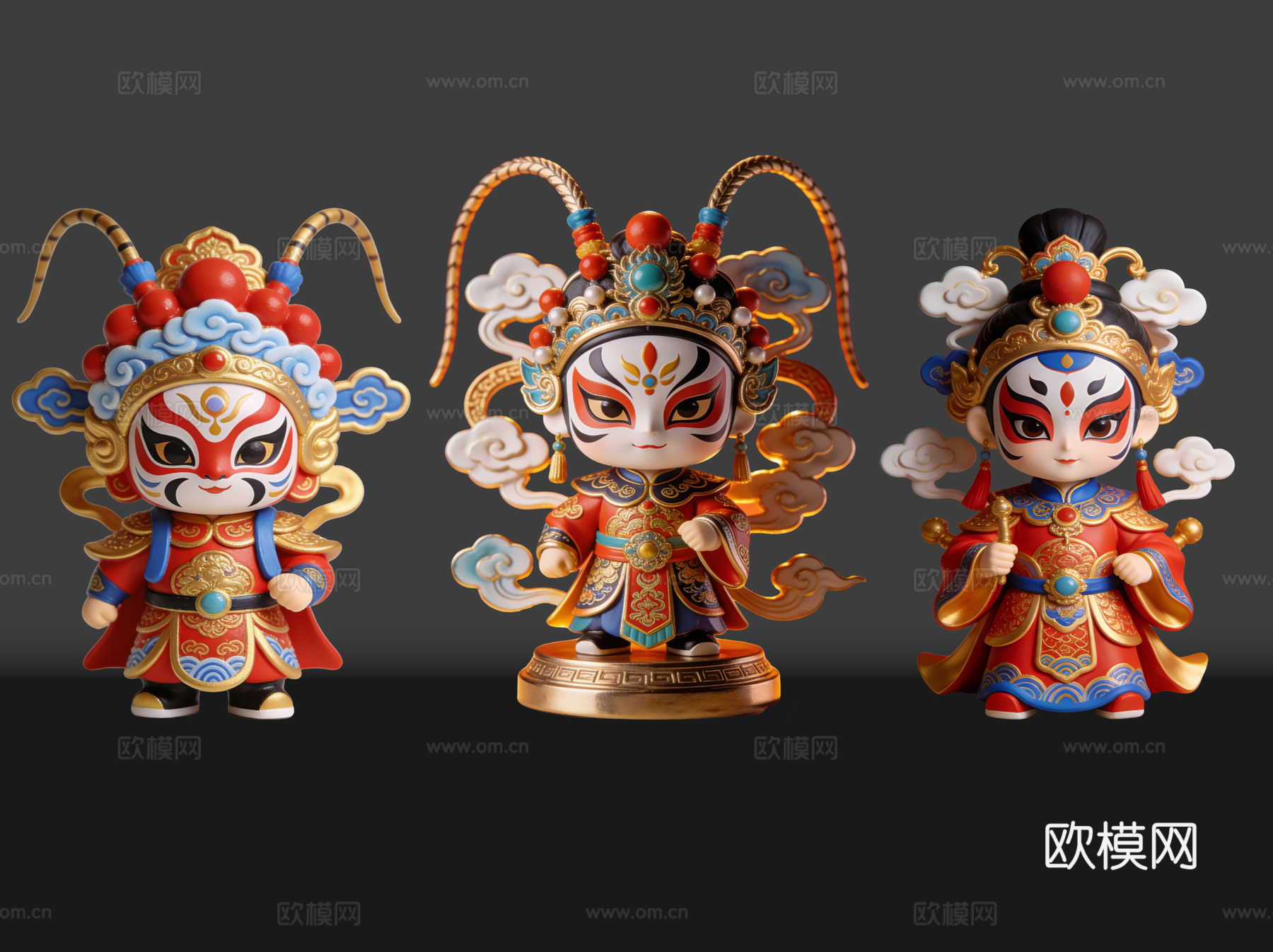 2D国潮手办 戏剧公仔 川剧变脸 民俗活动 非物质文化遗产su模型