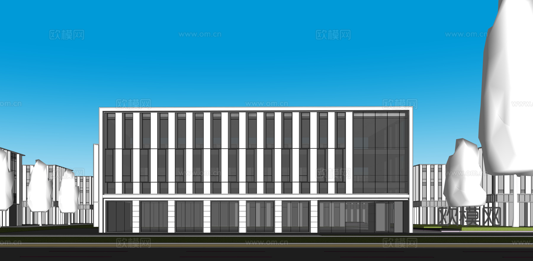 多层厂房 现代产业园 多层办公 厂房 产业园 办公楼su模型