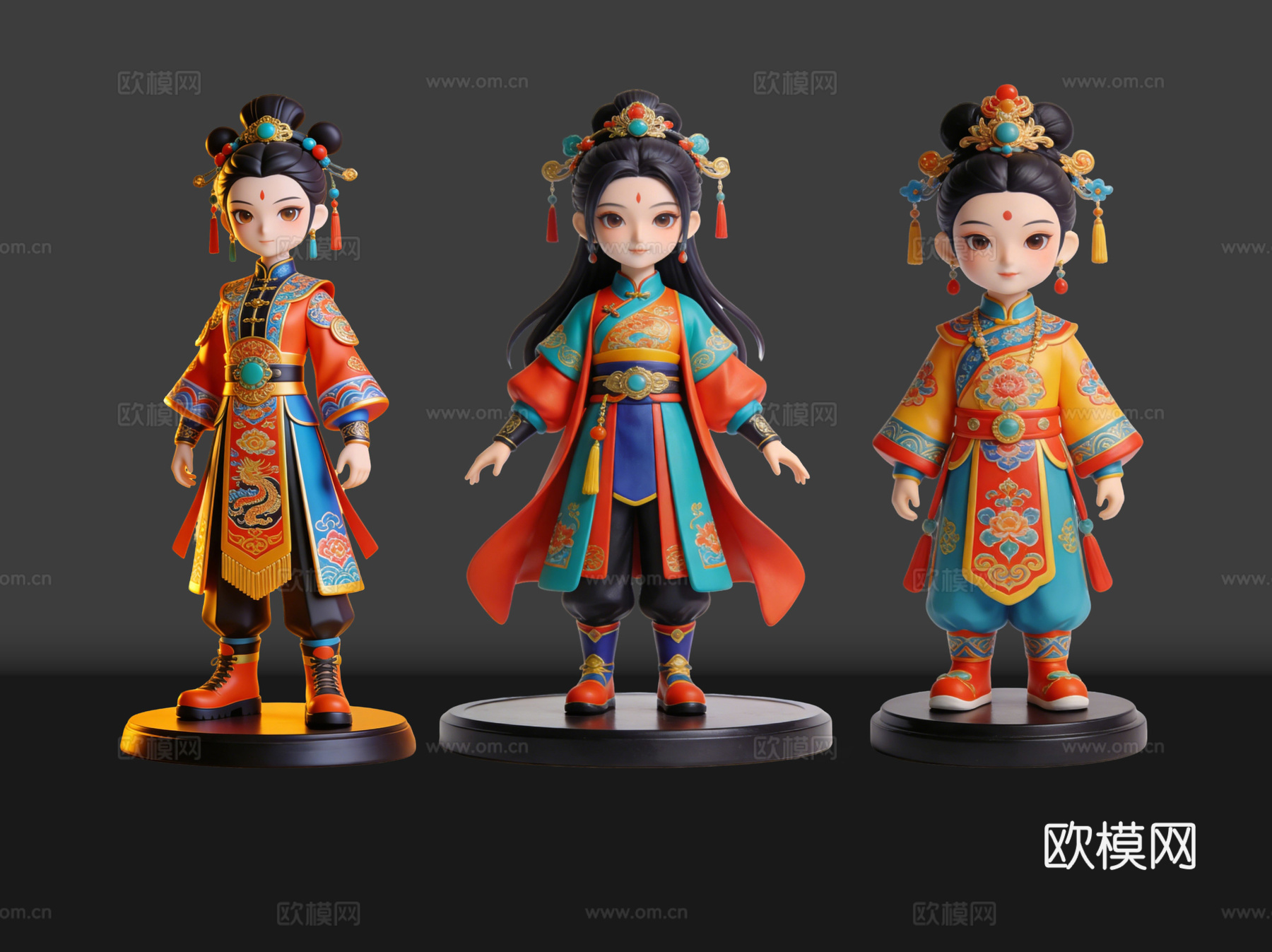 2D国潮手办 国潮公仔 国潮形象公仔 民俗活动 非物质文化遗su模型