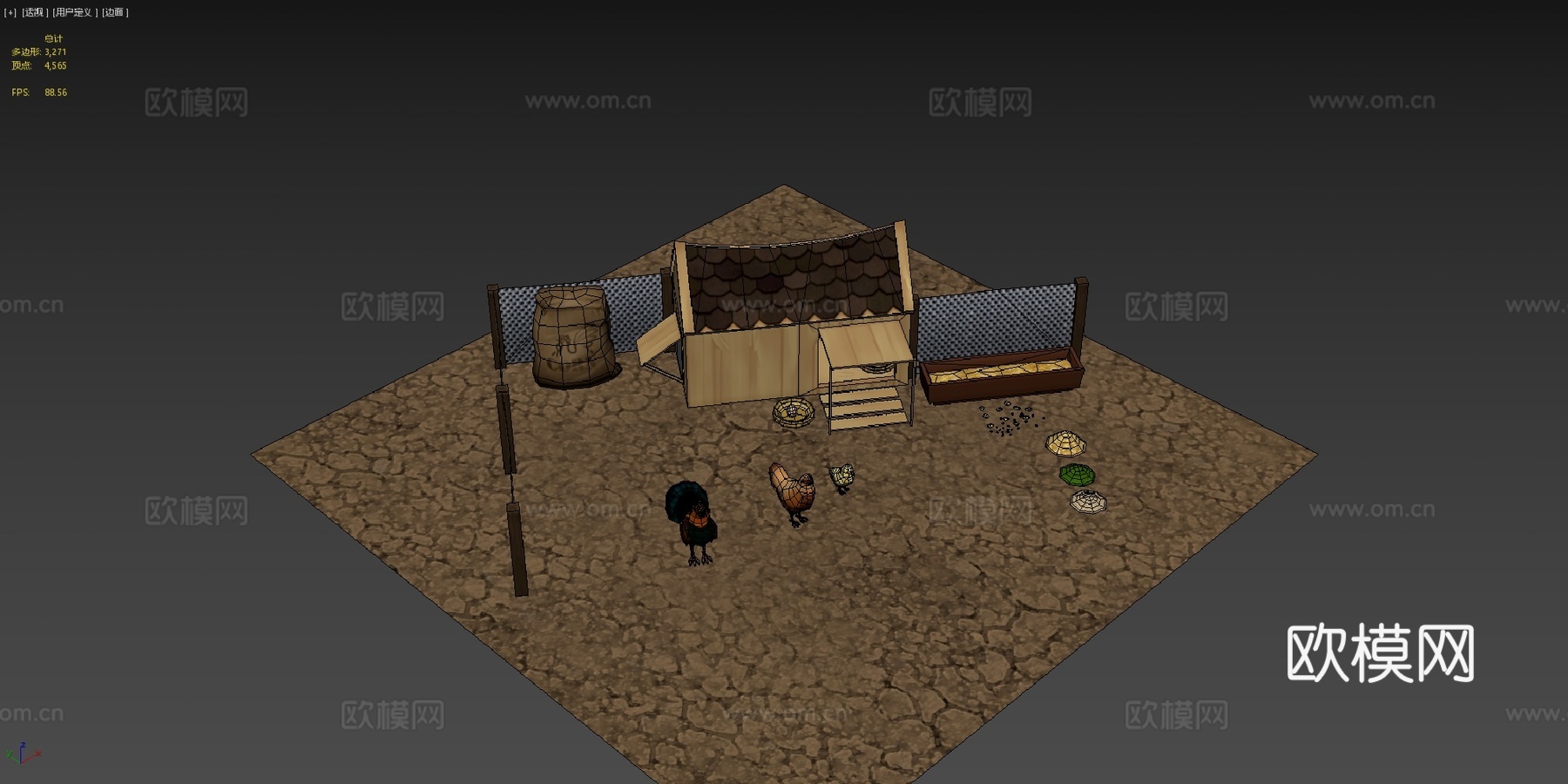 公鸡母鸡与小鸡 基础动画su模型