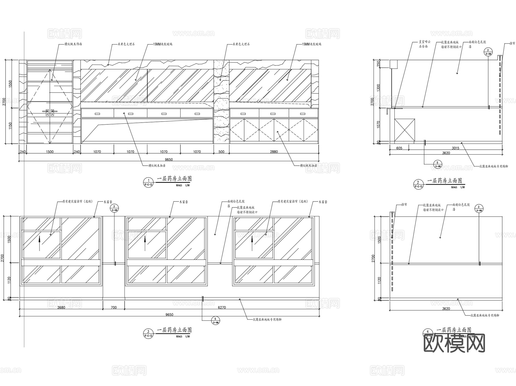 医院社区健康服务中心卫生院诊所康复中心CAD施工图集 13套cad施工图