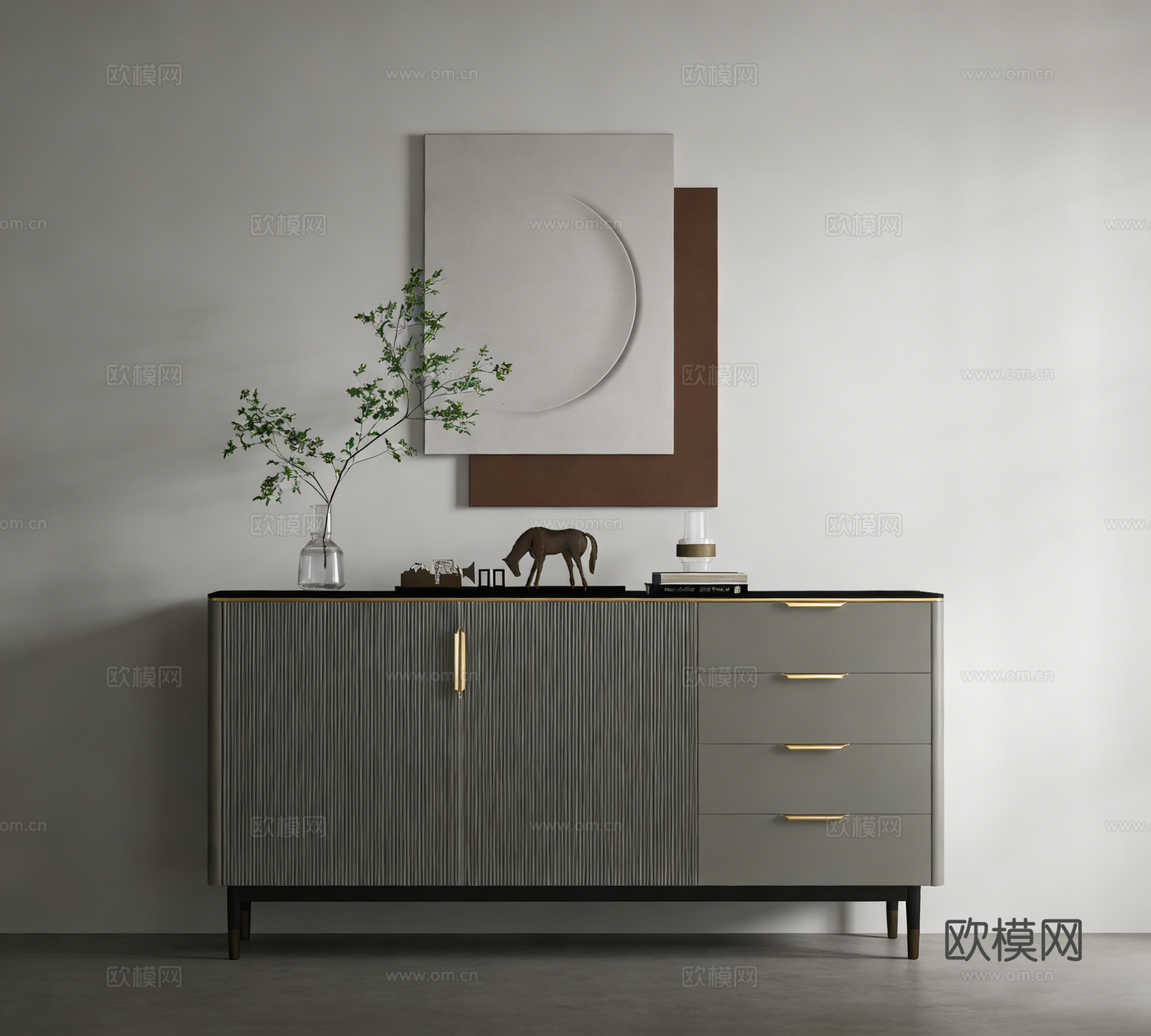 现代装饰柜su模型