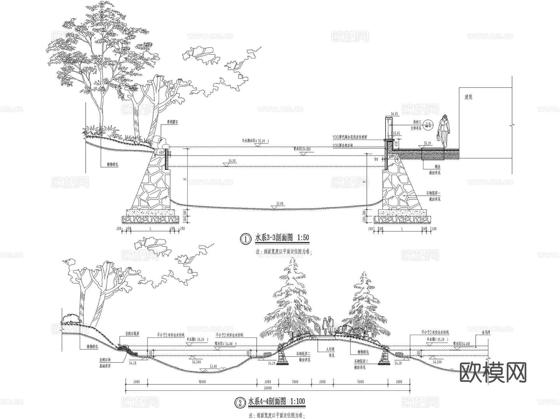 水系剖面图节点CAD施工图cad施工图