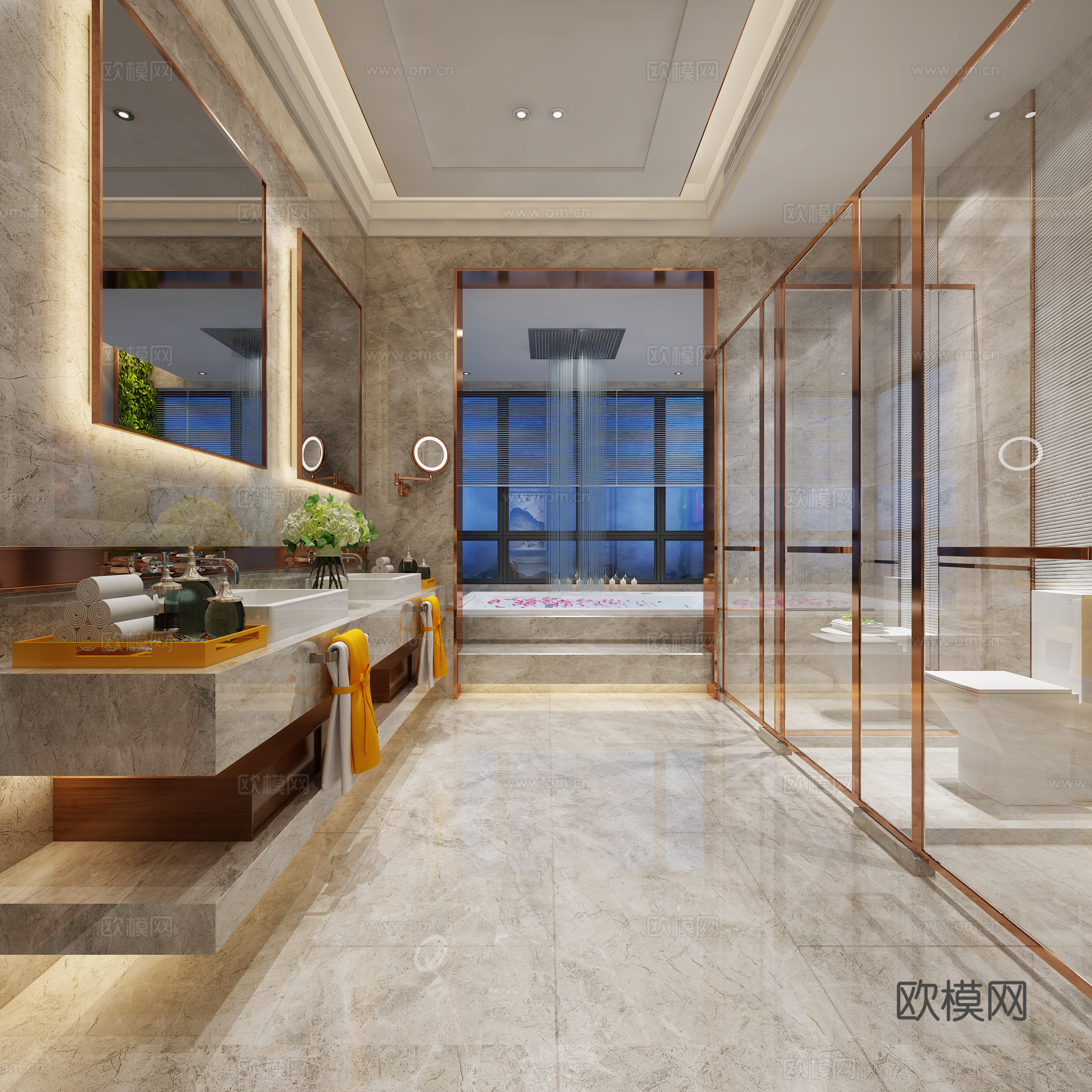 现代酒店卫生间 卫生间 客房卫生间 公共卫生间3d模型下载