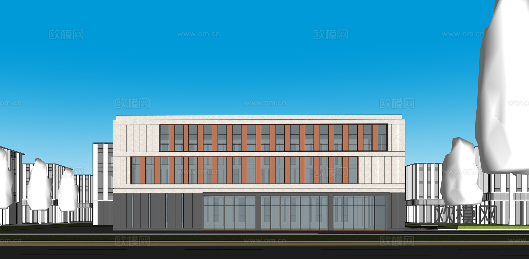 多层厂房 现代产业园 多层办公 厂房 产业园 办公楼su模型