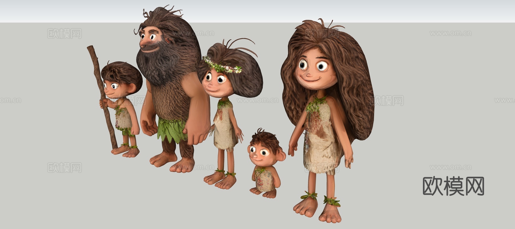 原始人卡通动漫人物玩具雕塑摆件su模型